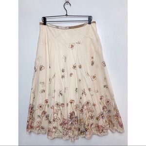 Rebecca Taylor Vintage Cream Floral A-Line Skirt